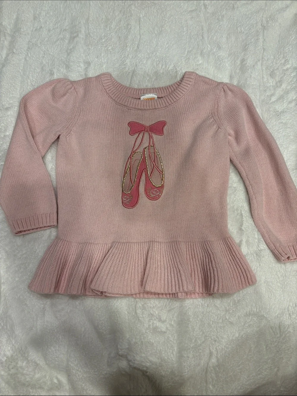 Gymboree Light Pink Ballet Slipper Peplum Sweater12-18 months